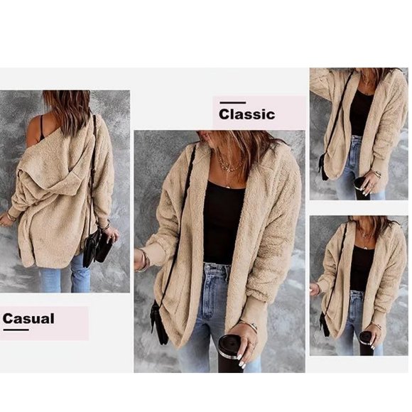 Soft Fuzzy Fleece Hooded Cardigan Sweater XL *NEW* - Picture 4 of 7